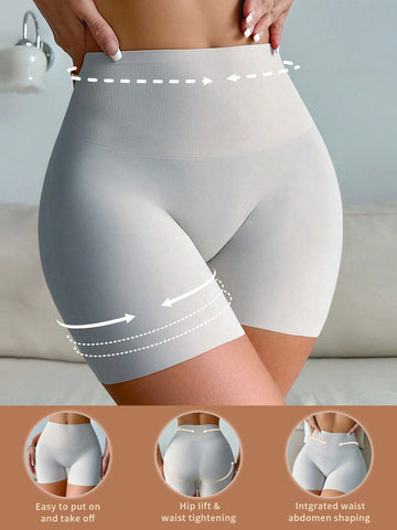 Women Solid Color High Waist Bodycon Shorts With Elasticity