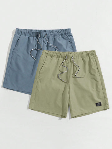 Men 2-Pack Summer Patched Drawstring Waist Shorts