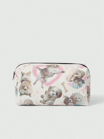 Style Flower: 1pc Lovely Dog Printed Cosmetic Bag
