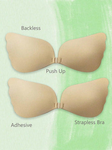 Women Apricot Wing-Shaped Push-Up Bra Invisible Lingerie Lift