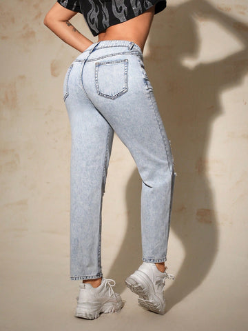 Jeans With Holes, Casual And Versatile Long Pants For Everyday Wear