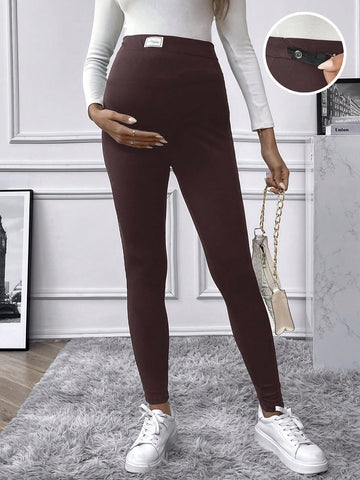 Pregnant Women Solid Color Casual Daily Wear Leggings