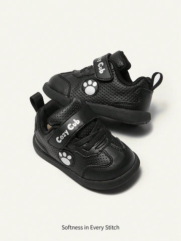 All-Season Lovely Basic Fashionable Breathable Soft-Soled Black Sports Shoes For Infants