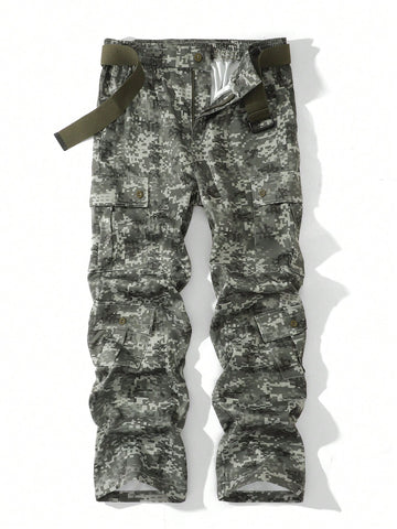 Men Street Style Camouflage Cargo Pocket Loose Fit Casual Trousers