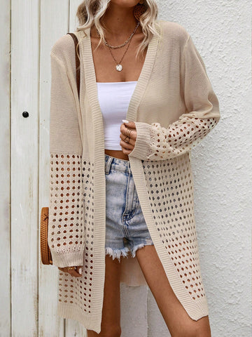 Women Solid Color Casual Daily Long Sleeve Cardigan