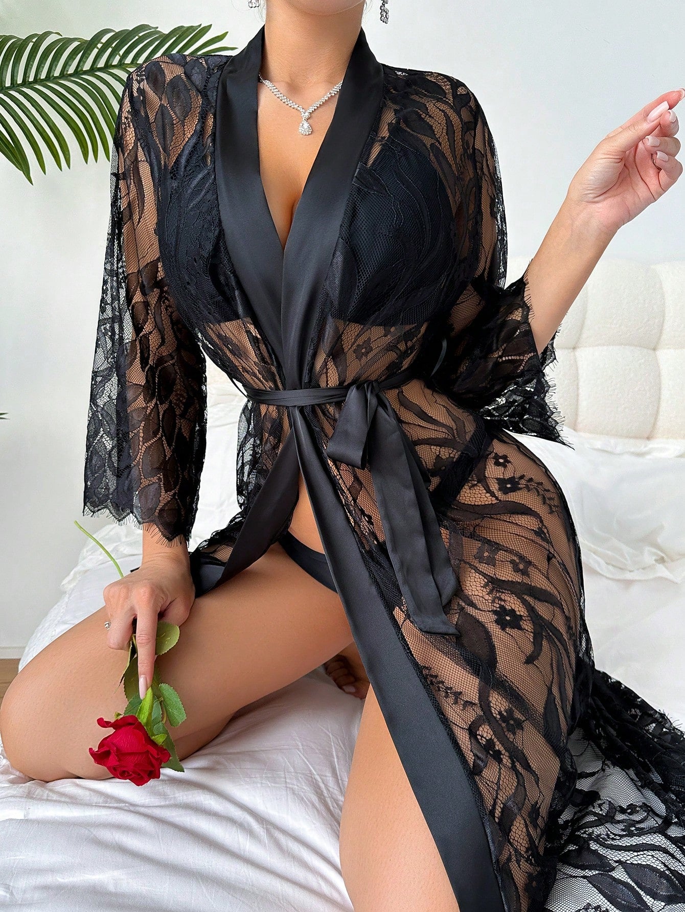 Lace See-Through Sexy Long Nightgown For Women