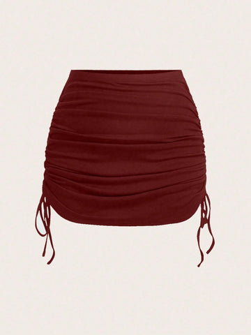 Plus Size Solid Color Summer Vacation Beach Skirt