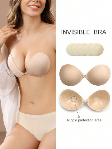 A71 Breast Lift Push Up Adhesive Bra Sticky Pasties Cover Set Of 6 (1+5)
