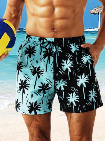 Men Simple Print Beach Shorts