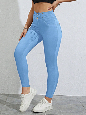 Women's Fashionable Casual Solid Color Slim Fit Long Pants