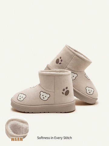 Girls' Cute & Fashionable Teddy Bear Design Comfortable & Warm Boots (random Pattern)