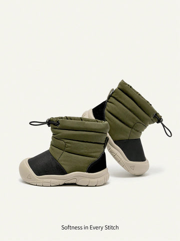 Boys' Fashionable Green Design Comfortable And Warm Snow Boots