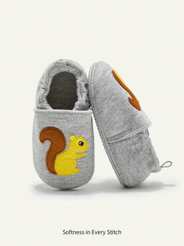 Cute And Fun Stylish Fox Cartoon Pattern Comfortable Flat Baby Sneakers, All-match Sports Shoes