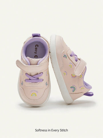 Girls' Rainbow Design Flat Sneakers, Fashionable, Cute, Comfy And Suitable For Everyday Wear, Sport And Travel, Four Seasons (Random Pattern)