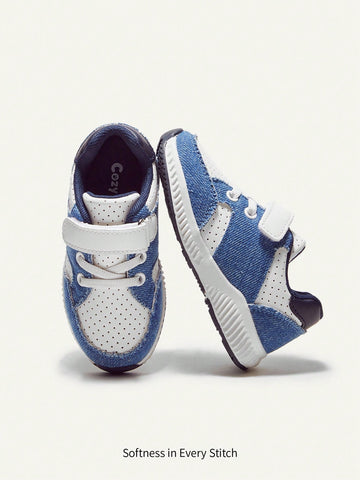 Fashionable Breathable Denim Blue Patchwork Spring/summer Comfortable Infant Sports Shoes
