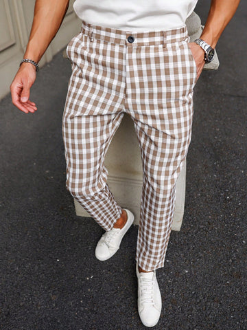 Men's Fashionable Plaid Casual Trousers