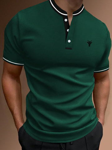 Men's Color Block Short Sleeve Polo Shirt