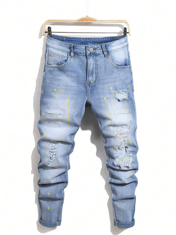 Men\ Ripped Jeans With Pockets, Zipper Fly And Inside Zippered Security Pocket