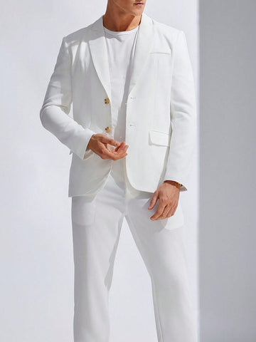 Men's Solid Color Woven Casual & Fashionable Suit Set