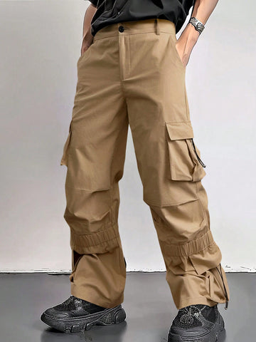 Men Multi-Pocket Fashionable Casual Straight-Leg Cargo Pants For Outdoor Activities