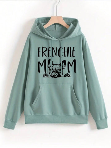 Women Fashionable Printed Hoodie With Long Sleeve And Dog Pattern