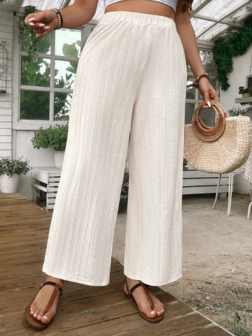 Women Plus Size Solid Color Simple Casual Pants