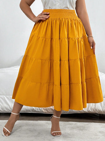 Plus Size Elegant High Waist A-Line Umbrella Skirt Princess Skirt Skirt