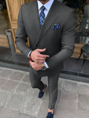 Men Solid Color Formal Occasion Business Casual Suit