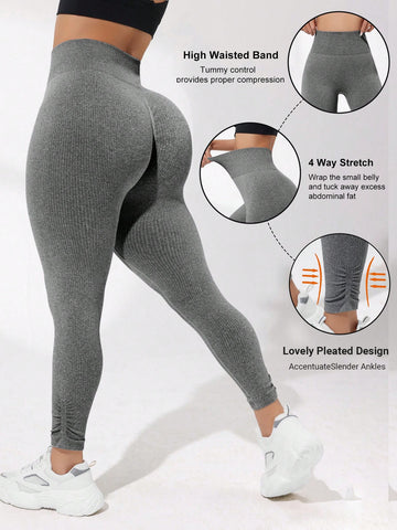 Plus Size Sports Compression Tummy Control Butt Lifting Yoga Leggings