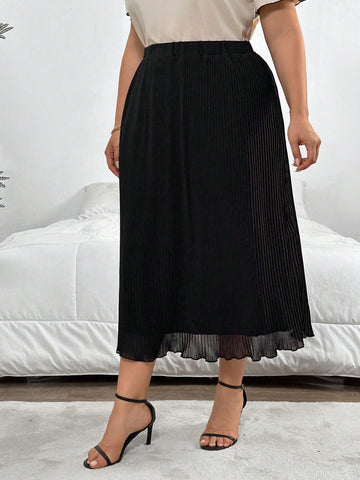 Elegant Solid Color Plus Size Women Skirt