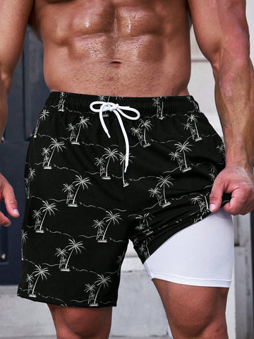 Men's Fashionable Loose Double-Layered Beach Shorts