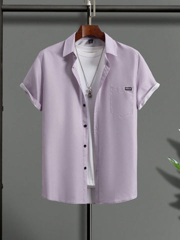 Men Button-Front Short Sleeve Shirt With Pockets For Summer Casual