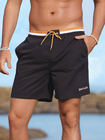 Men's Solid Color Simple Drawstring Beach Shorts