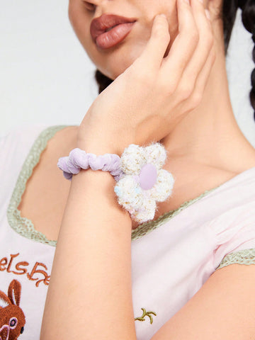 Flower Elastic Hair Ties For Top Knots And Ponytails