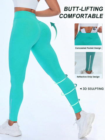 High-Waisted Leg-Shaping Sports Leggings, Tummy Control, Hip Lifting And Sculpting
