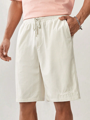 Men\ Wide-Legged Woven Casual Shorts With Waistband And Pockets