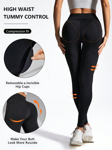 Yoga Sport Leggings With Removable Padded Peach Buttock Design
