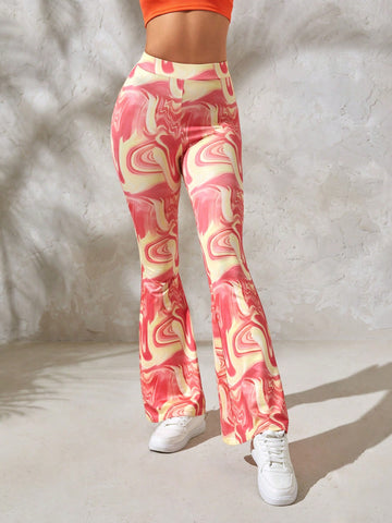 Tie-Dye Printed Slim Fit Casual Workout Flare Pants