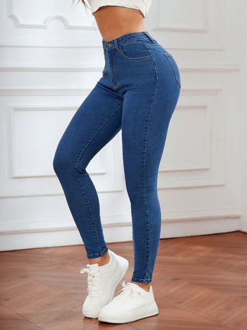 Women Slim-Fit Casual Jeans With Pockets
