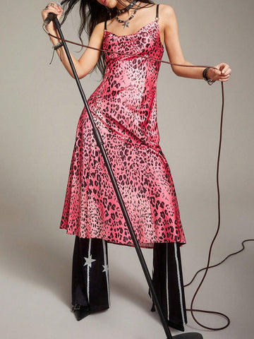 Women's Leopard Print Spaghetti Strap Dress