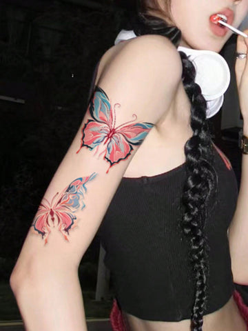 1pc Sweet And Cool Colored Butterfly Tattoo Sticker