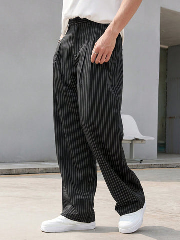 Men Fashionable Striped Loose Casual Pants