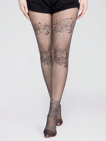 1pc Snake Pattern Tights (Photo Color Edited)