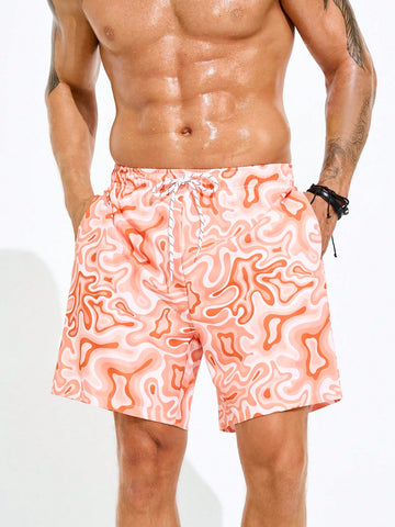 Men Stylish Irregular Printed Loose Beach Vacation Shorts