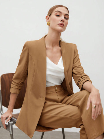 Women Solid Color Simple And Concise Work Suit Jacket