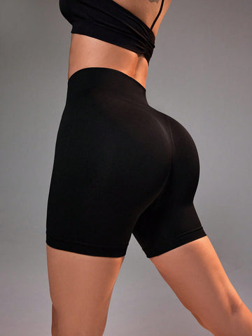 Women Solid Color Simple Daily Sports Shorts Booty Shorts