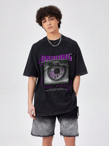 Men Summer Streetwear Slogan Printed Round Neck Short Sleeve Casual T-Shirt
