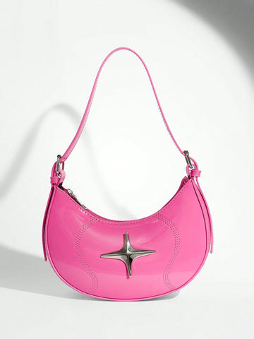 1pc Punk Style Shoulder Bag, Pink Bag, Y2K Bag, Street Bag