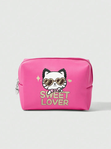Fashionable Cat Wearing Sunglasses Design Cosmetic Bag