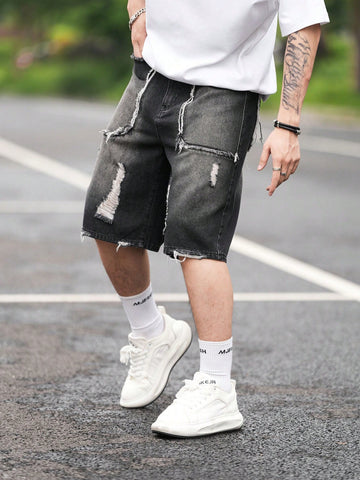 Men's Distressed Denim Shorts, Daily Outfits